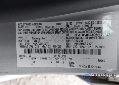 2013 Ford Fiesta Se from USA, damaged, VIN 3FADP4BJ3DM129787